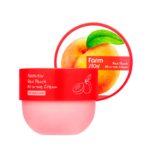 FARMSTAY REAL PEACH ALL-IN-ONE CREAM Многофункциональный крем с экстрактом персика, 300мл